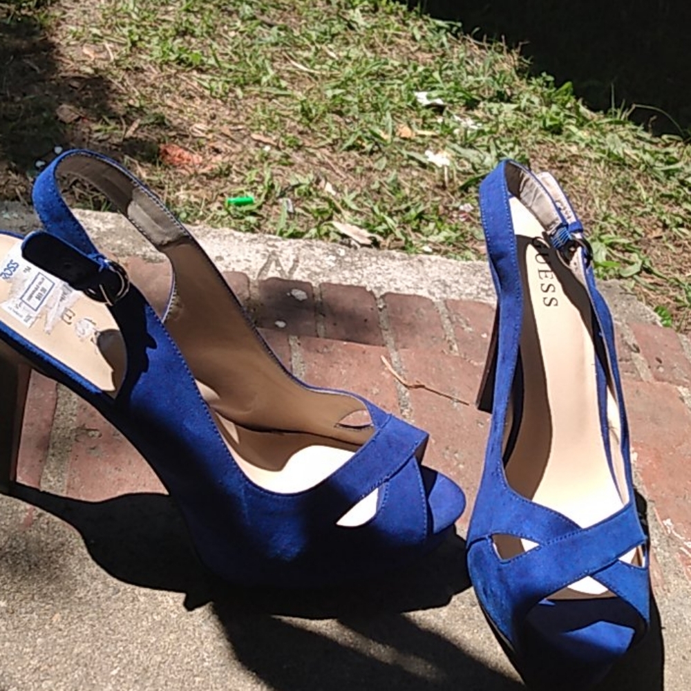 blue Guess slingback, toeless, stilleto s